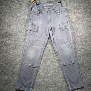 Duluth Trading Co Flex Fire Hose Double Knee Cargo Pants Mens 34x32 Gray Utility